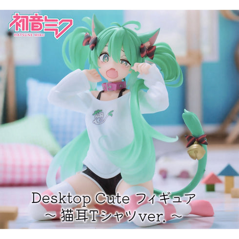 Taito Desktop Cute Figure 初音未來 貓耳 T-shirt Ver. 景品模型 商品盒圖