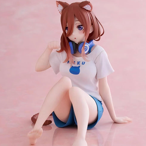 Taito Desktop Cute Figure 五等分的新娘 花嫁 中野三玖 (Newley Written Cat Roomwear Ver.) 景品模型 商品圖左